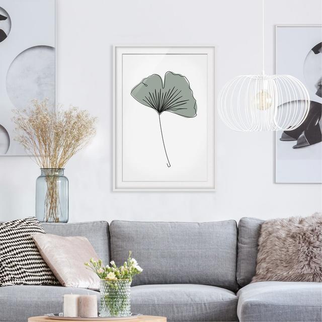 Gingko Leaf Line Art - Picture Frame Graphic Art Rosalind Wheeler Size: 55cm H x 40cm W x 2cm D, Frame Option: White on Productcaster.