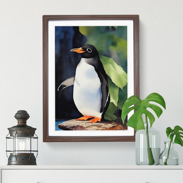 Penguin In Watercolour No.5 World Menagerie Size: 64cm H x 46cm W, Format: Walnut Picture Frame, Matte Colour: White on Productcaster.