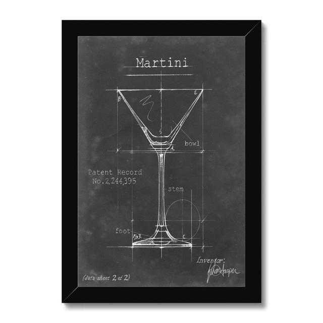 Barware Blueprint V by Ethan Harper - Wrapped Canvas Painting Print Borough Wharf Format: Black Framed Paper Print, Size: 34cm H x 24cm W on Productcaster.