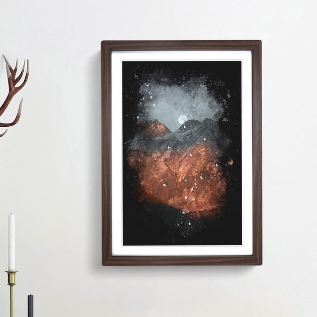 Moon over the Red Mountains in Italy - Picture Frame Painting Print East Urban Home Frame Option: Walnut Framed, Size: 87cm H x 62cm W x 2cm D on Productcaster.