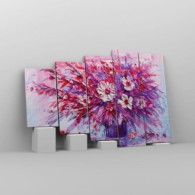 Impasto Flowers Pink - 5 Piece Wrapped Canvas Photograph Rosalind Wheeler Size: 100cm H x 150cm W x 1.8cm D on Productcaster.