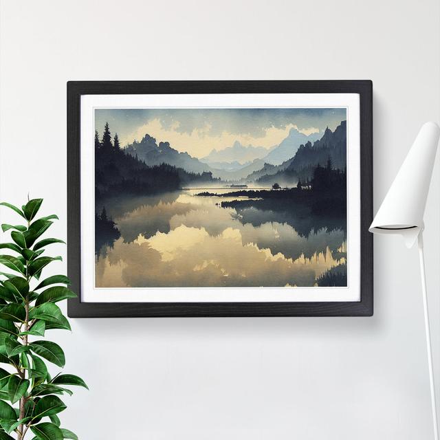 Mysterious Mountain Lake - Picture Frame Graphic Art Alpen Home Frame Colour: Black , Size: 25cm H x 34cm W x 2cm D on Productcaster.