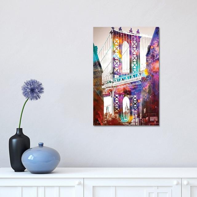 Time Travel At The Brooklyn Bridge by David Loblaw - Print on Canvas Ebern Designs Format: Wrapped Canvas, Size: 45.72cm H x 30.48cm W x 1.91cm D on Productcaster.