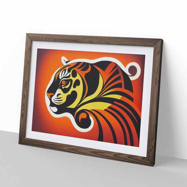 Tiger Abstract - Picture Frame Graphic Art Latitude Vive Size: 34cm H x 46cm W x 2cm D, Frame Colour: Walnut Framed on Productcaster.