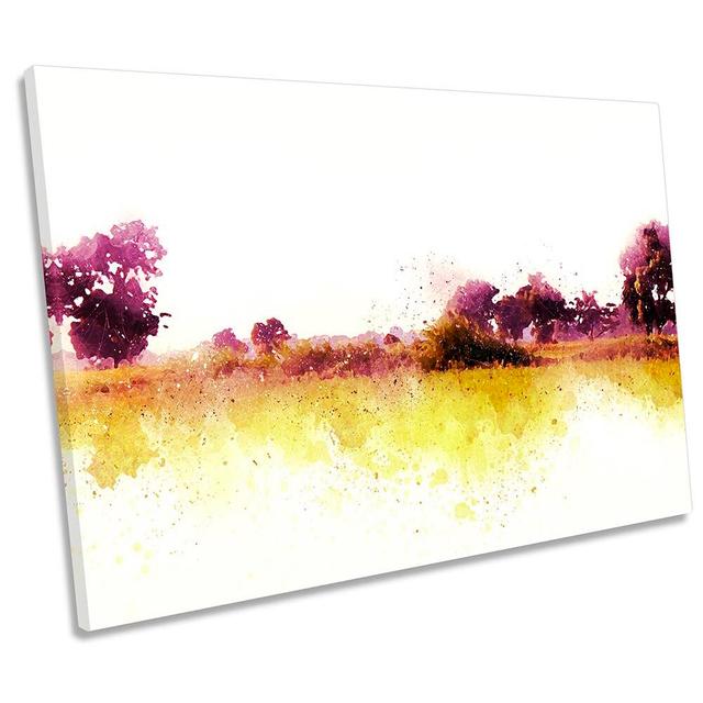 Landscape Watercolour Trees Framed - Wrapped Canvas Print Rosalind Wheeler Size: 40.6cm H x 61cm W x 2cm D on Productcaster.