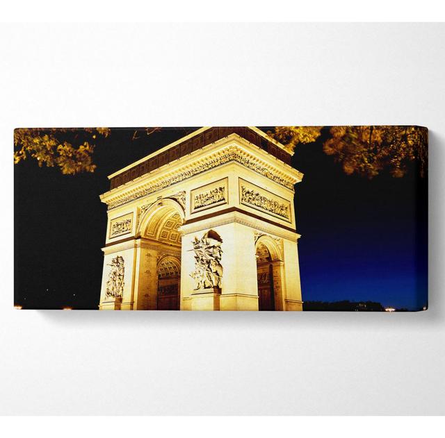 Paris Arc De Triomphe Night Glow Panoramic Canvas Rosalind Wheeler Size: 50.8cm H x 121.9cm W x 10cm D on Productcaster.