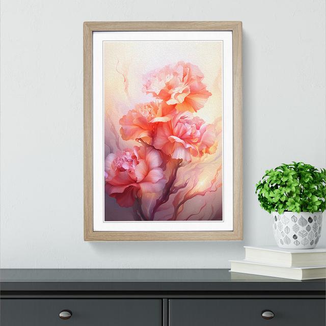 Carnation Flower Futurism - Single Picture Frame Art Prints on Wood Marlow Home Co. Format: Oak Framed, Size: 34cm H x 25cm W x 2cm D on Productcaster.