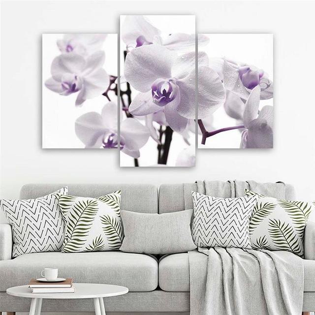 Orchid - 3 Piece Wrapped Canvas Photograph Print Set World Menagerie Size: 60cm H x 90cm W on Productcaster.