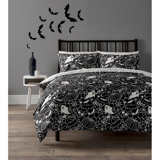 Death Doodle Duvet Cover Set Size Single Happy Larry Size: King Duvet Cover + 2 Standard Pillowcase on Productcaster.