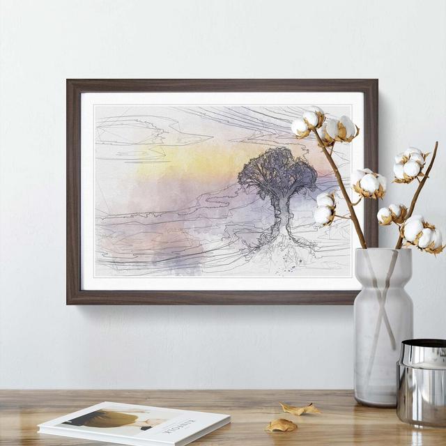 Tree Reflecting upon the Lake in Abstract - Picture Frame Graphic Art Print East Urban Home Size: 40cm H x 60cm W x 2cm D, Frame Option: Walnut on Productcaster.