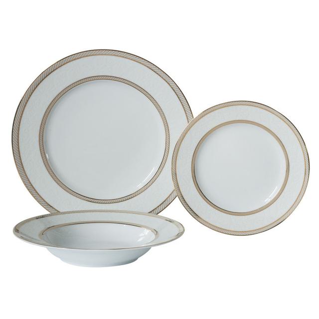 Floral Lace 18 Piece Dinnerware Set Mercer41 Colour: White/Gold on Productcaster.