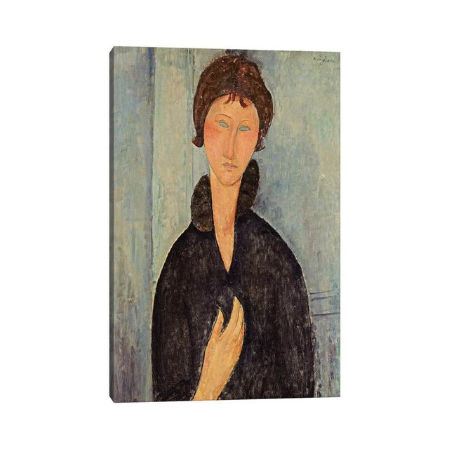 Woman With Blue Eyes, C.1918 by Amedeo Modigliani - Wrapped Canvas Painting ClassicLiving Size: 30.48cm H x 20.32cm W x 1.905cm D on Productcaster.