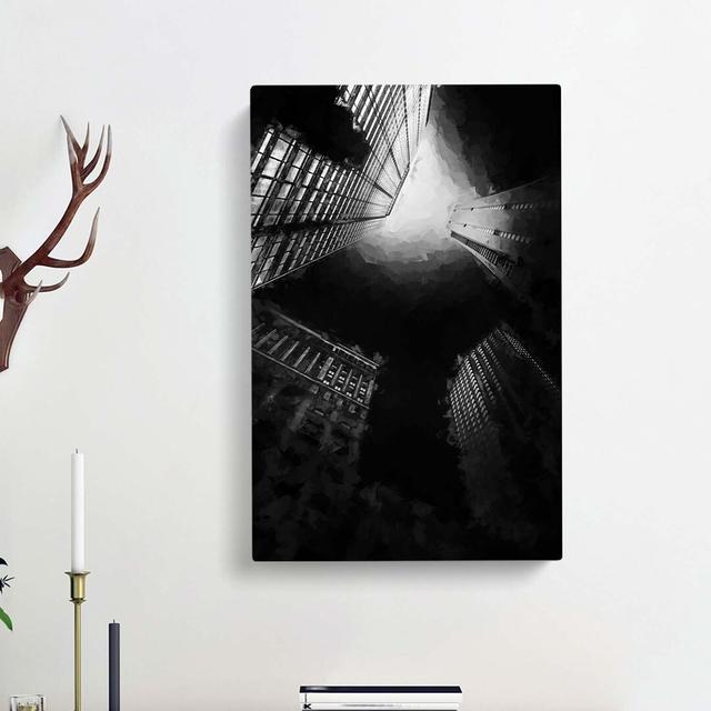 Skyscrapers at Night in Abstract - Wrapped Canvas Graphic Art Print East Urban Home Size: 60cm H x 40cm W x 3cm D on Productcaster.