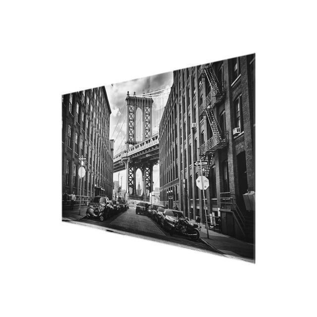 'Manhattan Bridge in America' Photograph on Glass East Urban Home Size: 60 cm H x 90 cm W on Productcaster.