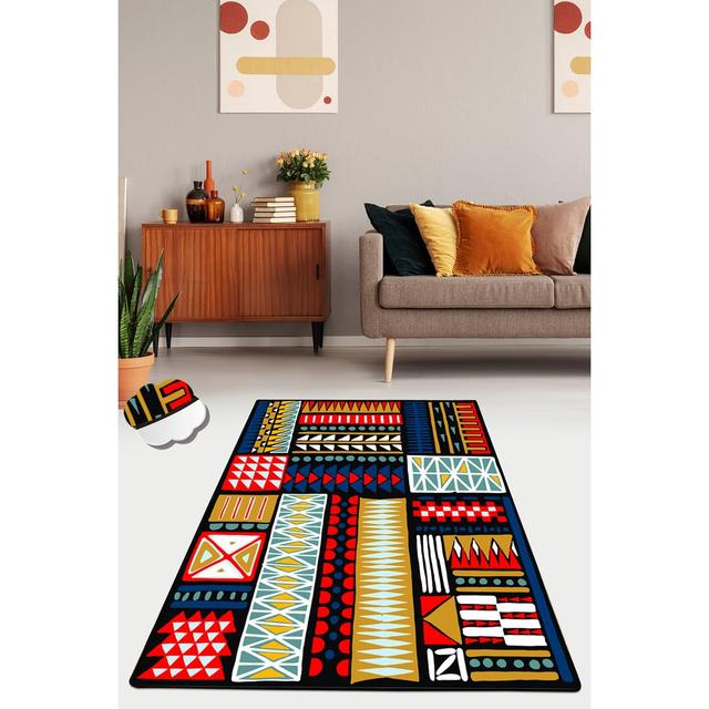 Bowerston Shaggy Red/Blue/Yellow Rug Bloomsbury Market Rug Size: Rectangle 80 x 140cm on Productcaster.