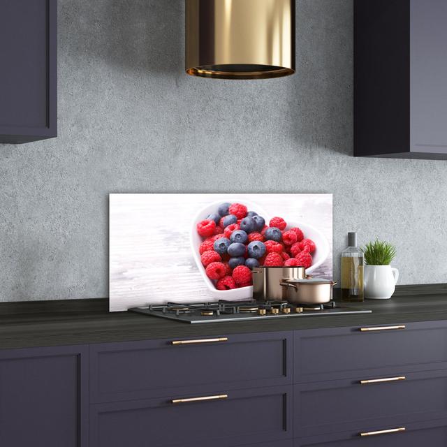 Raspberries and Blueberries 50cm x 100cm Glass Panel Ebern Designs on Productcaster.