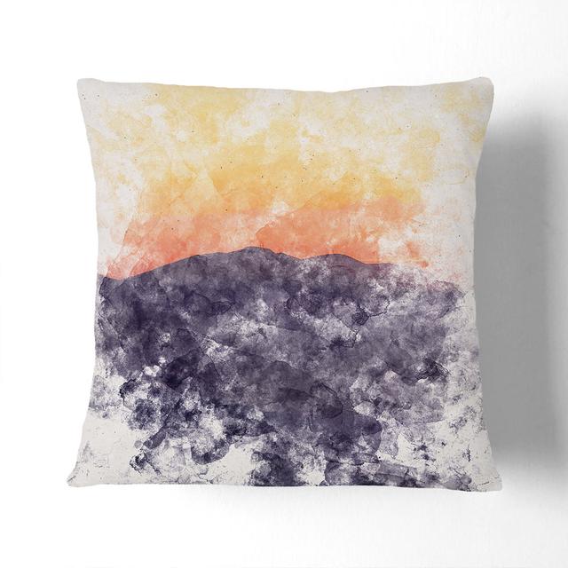 Mountain Sunset Watercolour Cushion with Filling East Urban Home Size: 40cm H x 40cm W x 15cm D, Backing Colour: White on Productcaster.