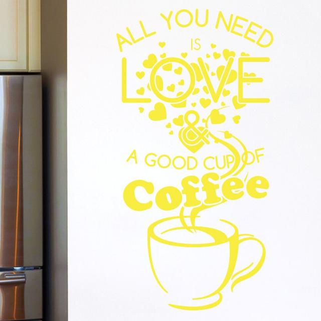 All You Need Is Love and a Good Cup of Coffee Quote Wall Sticker East Urban Home Colour: Bright Yellow on Productcaster.