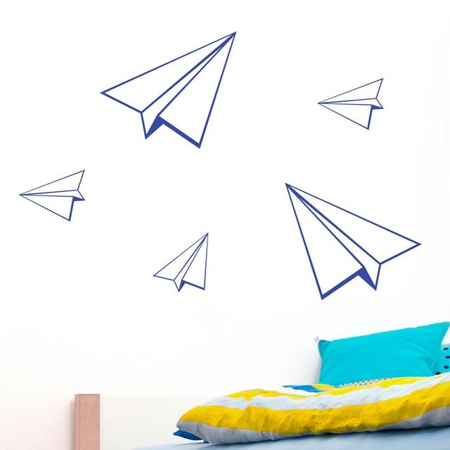 5 Piece Paper Planes Wall Sticker Set East Urban Home Colour: Lilac on Productcaster.