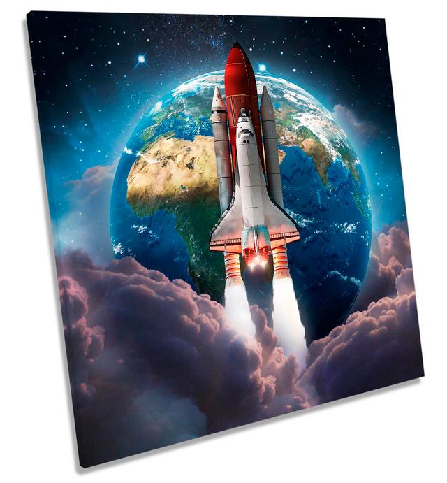 Space Shuttle Planet Earth - Wrapped Canvas Graphic Art Borough Wharf Size: 60cm H x 60cm W x 2cm D on Productcaster.