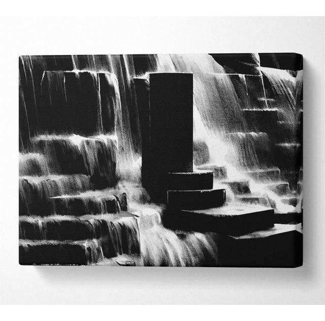 Waterfall B N W - Wrapped Canvas Art Prints Alpen Home Size: 50.8cm H x 81.3cm W x 10cm D on Productcaster.