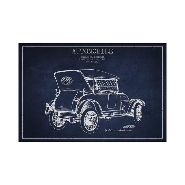 Charles W. McKinley Automobile Patent Sketch (Navy Blue) by Aged Pixel - Wrapped Canvas Art Prints Williston Forge Size: 66.04cm H x 101.6cm W x 1.9cm on Productcaster.