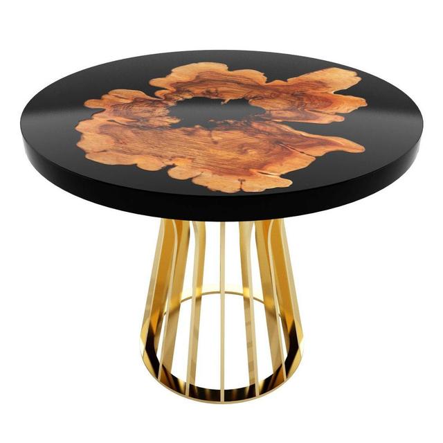 Amiata Round Dining Table Arditi Collection Table Top Colour: Fandango, Size: 244 cm W x 244 cm L, Table Base Colour: Gold on Productcaster.