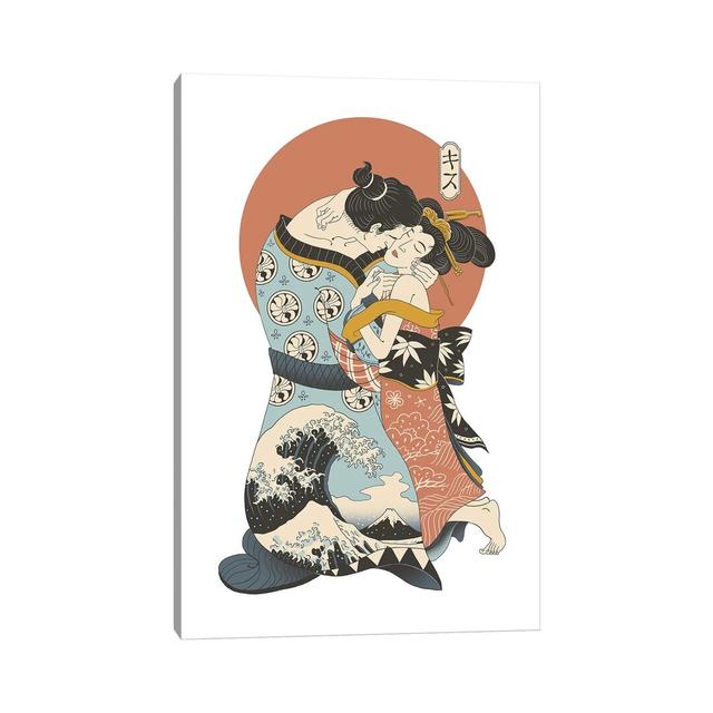 The Kiss Ukiyo-E - Print Happy Larry Format: Wrapped Canvas, Size: 30.48cm H x 20.32cm W x 1.91cm D on Productcaster.