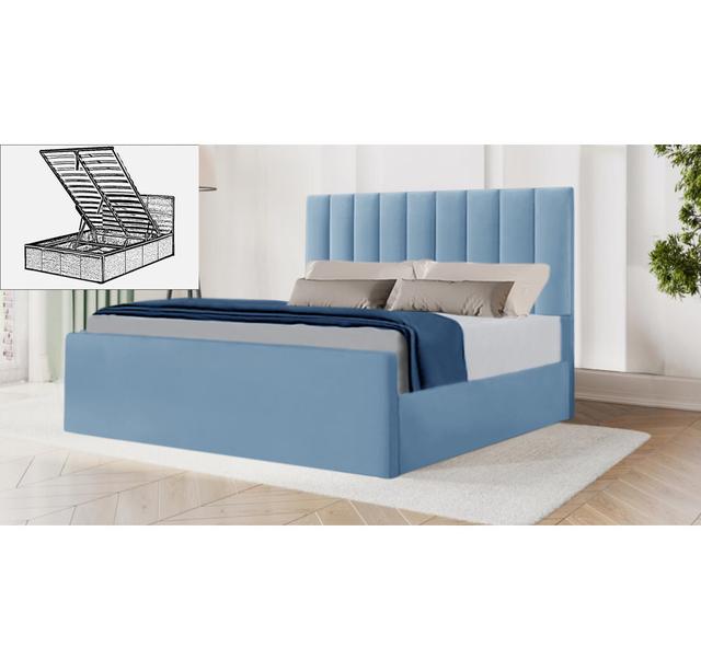 Hampton Storage Bed Pink Brayden Studio Colour: Sky Blue, Size: Super King (6') on Productcaster.