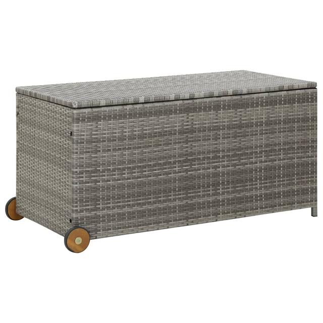 Ebern Designs Kyalo 120cm W 100L Wicker Lockable Deck Box with Wheels in Light Grey Ebern Designs on Productcaster.