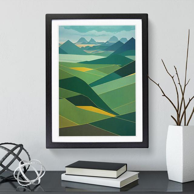 Tranquil Abstract Mountain Landscape No.3 Metro Lane Format: Black Framed, Size: 66cm H x 48cm W, Matte Colour: White on Productcaster.