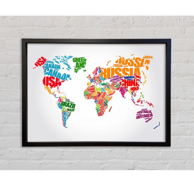 Map Of The World 5 - Print Williston Forge Format: Black Framed Canvas, Size: 59.7cm H x 84.1cm W x 3.3cm D on Productcaster.