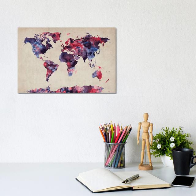 Urban Watercolour World Map VII by Michael Tompsett - Wrapped Canvas Painting Metro Lane Size: 20.32cm H x 30.48cm W x 1.91cm D on Productcaster.