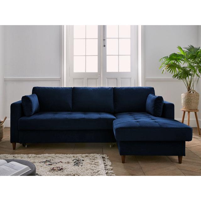 Ecksofa mit Bettfunktion Lisa design Polsterfarbe: Mitternachtsblau, Ausrichtung: Rechts ausgerichtet on Productcaster.