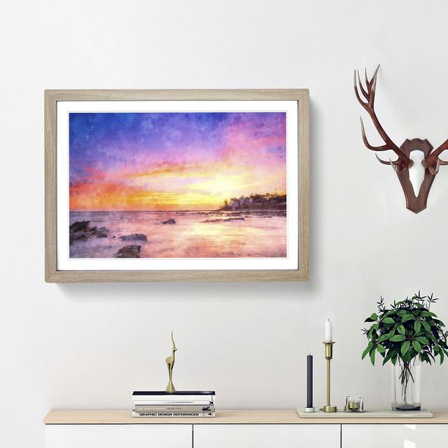 Malaga Coastline at Sunset - Picture Frame Graphic Art Print East Urban Home Size: 45cm H x 63cm W x 2cm D, Frame Option: Oak Framed on Productcaster.