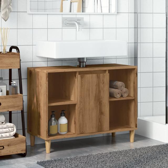 Skagway Sink Cabinet 80x33x60 cm Engineered Wood Latitude Run Finish: Old Wood on Productcaster.