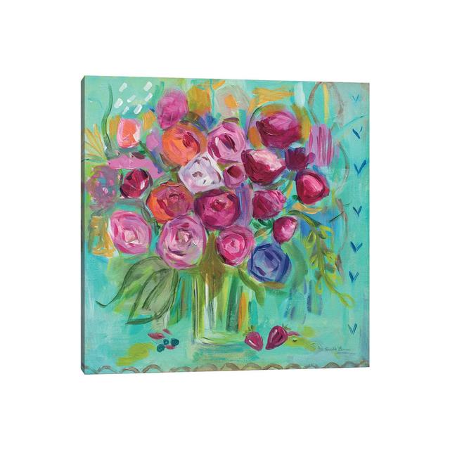 Peonies by Farida Zaman - Wrapped Canvas Painting ClassicLiving Size: 93.98cm H x 93.98cm W x 1.905cm D on Productcaster.