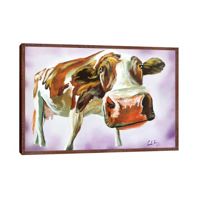 Brown And White Cow by Gordon Bruce - Painting on Canvas Brambly Cottage Size: 45.72cm H x 66.04cm W x 3.81cm D, Format: Classic Brown Wood Framed on Productcaster.