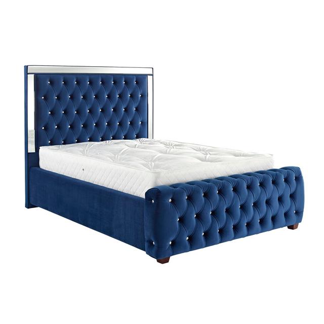 Kaleb Upholstered Bed Frame Canora Grey Size: King (5'), Colour: Plush Marine on Productcaster.