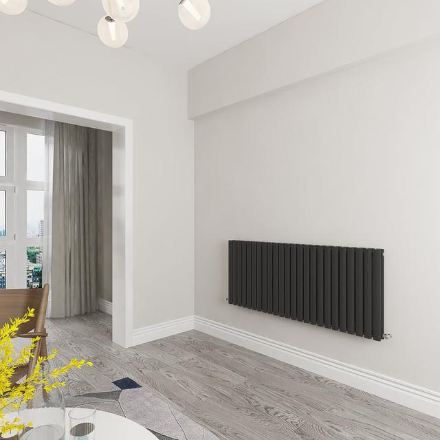 Stylish Oval Column Radiator / Colour: White, Size: 600cm H x 1416cm W x 56cm D Symple Stuff Radiator Cover Colour: Black, Size: 600cm H x 78.97cm W x on Productcaster.