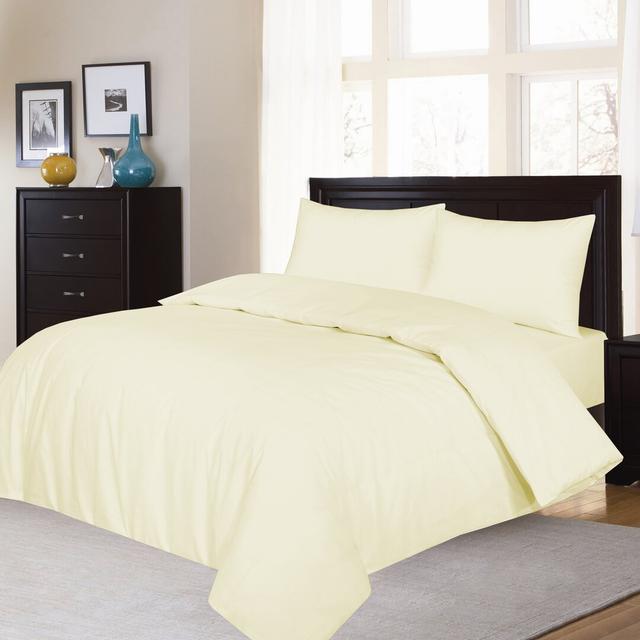 Aubrei 180 TC Modern & Contemporary Duvet Cover Set 17 Stories Size: Double - 2 Standard Pillowcases, Colour: Cream on Productcaster.