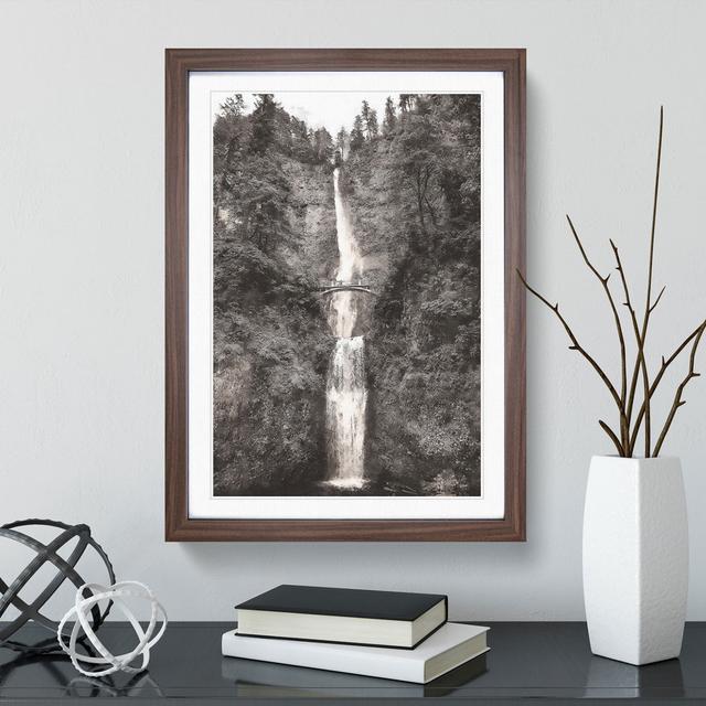 Multnomah Falls Waterfall Vol.1 - Picture Frame Painting East Urban Home Size: 65cm H x 48cm W x 2cm D, Frame Option: Walnut Framed on Productcaster.