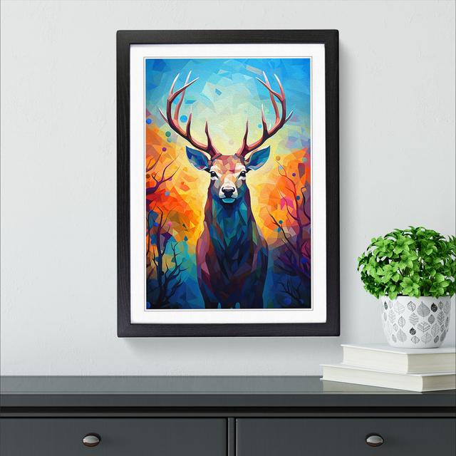 Stag Cubism - Print Alpen Home Size: 46cm H x 34cm W x 2cm D, Frame Colour: Black on Productcaster.