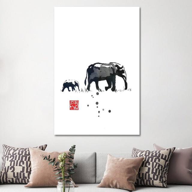 Elephant Family - Print on Canvas Bloomsbury Market Format: Wrapped Canvas, Size: 152.4cm H x 101.6cm W x 3.81cm D on Productcaster.