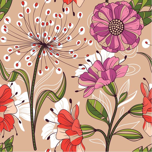 Rehrersburg Seamless Floral Pattern by Embra - Wrapped Canvas Print ClassicLiving Size: 51cm H x 51cm W x 3.8cm D on Productcaster.