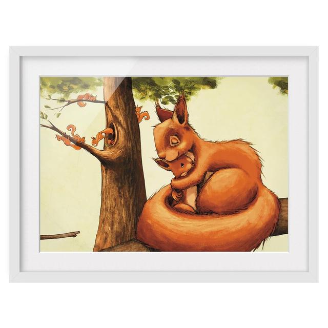 Squirrel Mother -Picture Frame Art Print on Paper East Urban Home Size: 40cm H x 55cm W, Frame Options: Matt white on Productcaster.