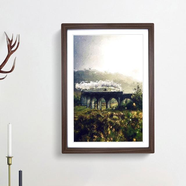 Steam Train over Glenfinnan Viaduct - Picture Frame Painting Print on MDF East Urban Home Size: 36cm H x 27cm W x 2cm D, Frame Option: Walnut Framed on Productcaster.