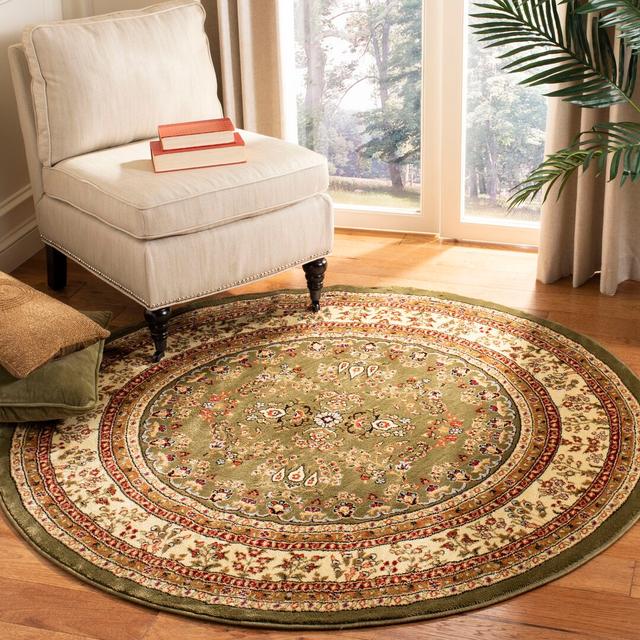 Lyndhurst Oriental Area Rug In Sage / Ivory Marlow Home Co. Rug Size: Round 121.92cm on Productcaster.