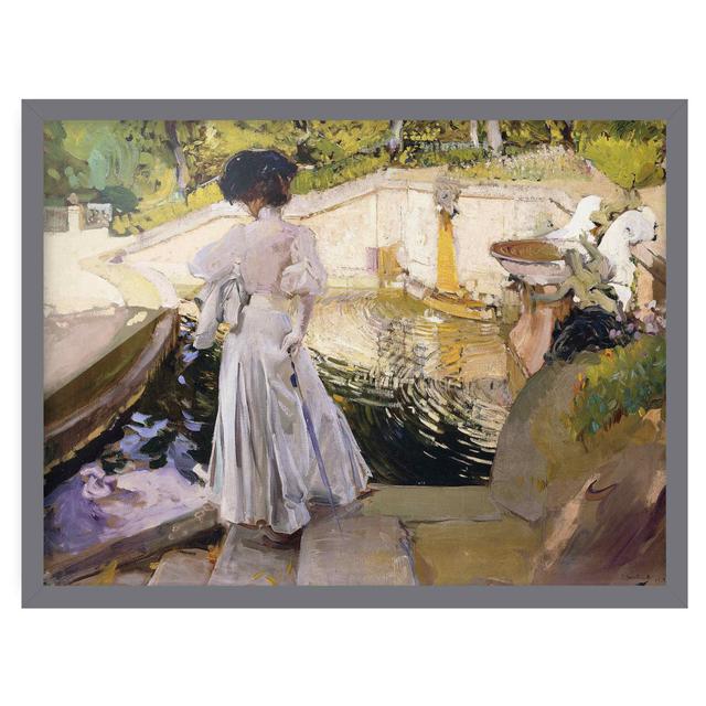 Maria Looks at the Fishes by Joaquin Sorolla - Picture Frame Painting Rosalind Wheeler Size: 40cm H x 55cm W x 2cm D, Frame Option: Grey Framed on Productcaster.