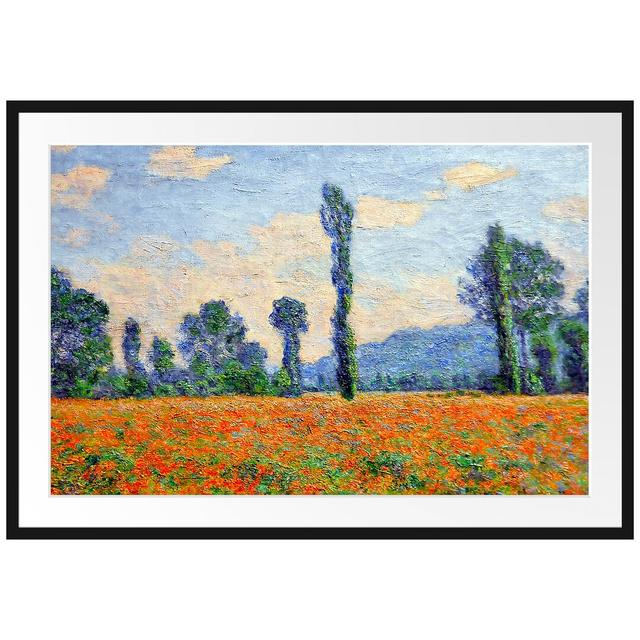 Gerahmtes Poster Mohnfeld Giverny von Claude Monet Rosalind Wheeler Maße: 70 cm H x 100 cm B x 2,5 cm T on Productcaster.